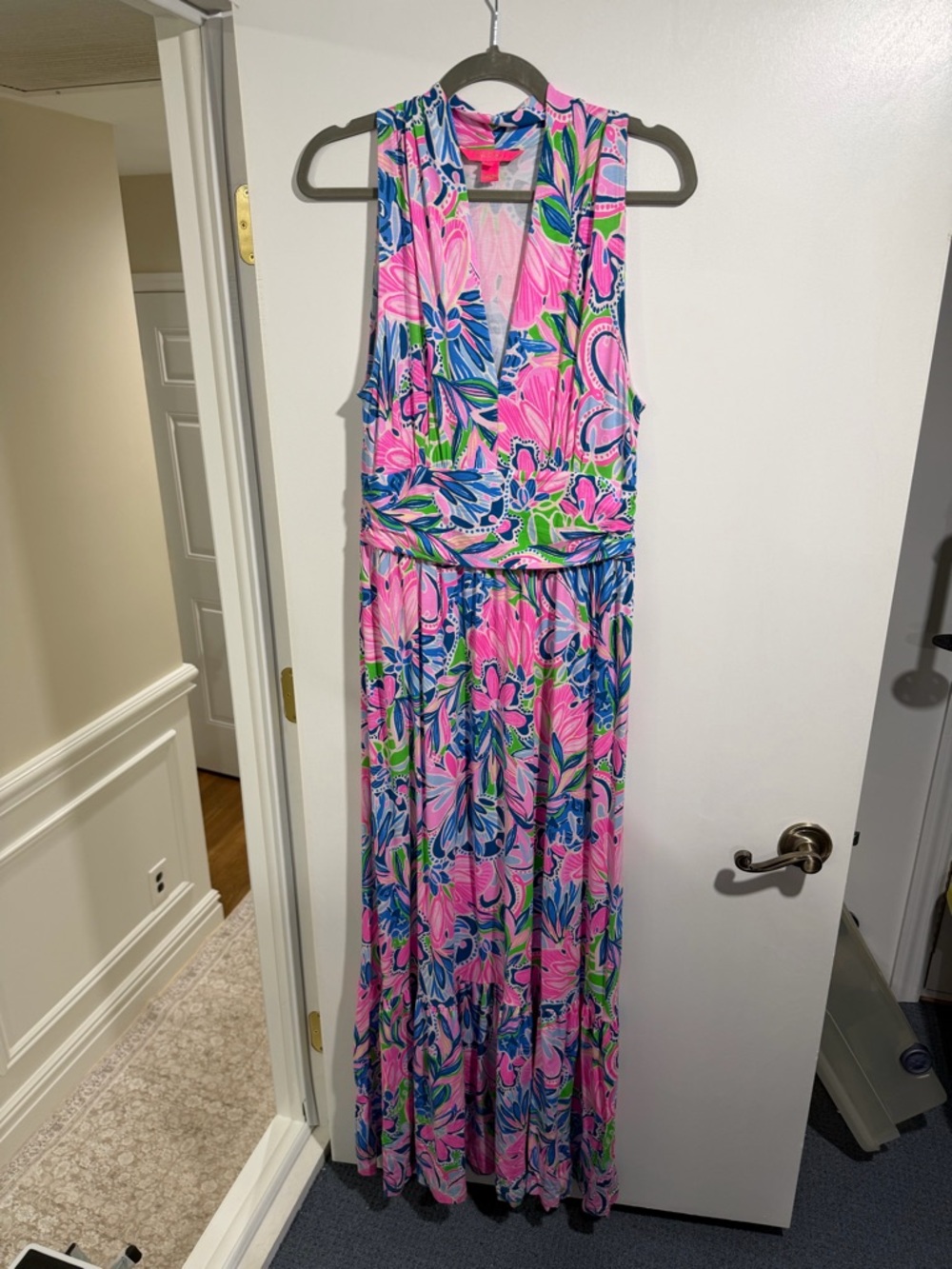 Lilly Pulitzer Pink Blue Green Floral Maxi Dress